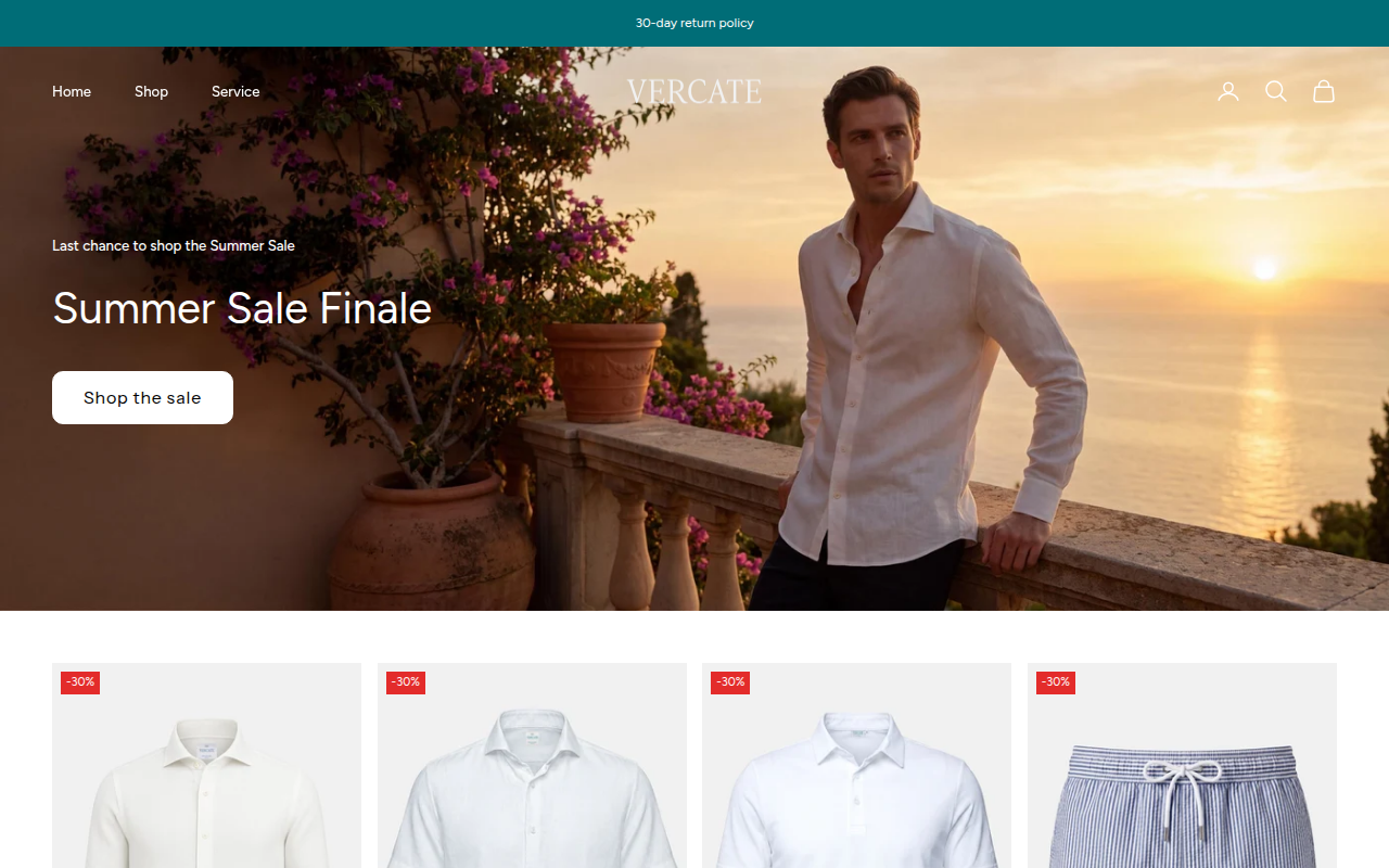 Screenshot van vercate.com