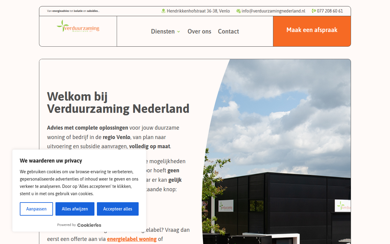 Screenshot van verduurzamingnederland.nl