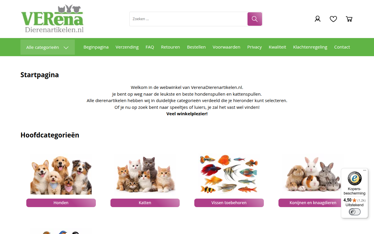 Screenshot van verenadierenartikelen.nl