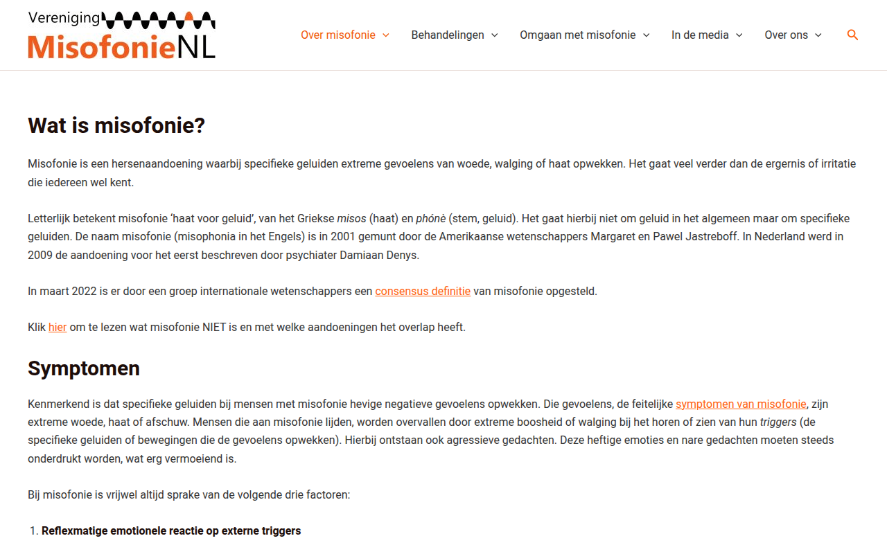 Screenshot van verenigingmisofonie.nl