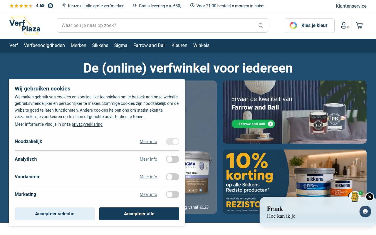 Screenshot van verf-plaza.nl
