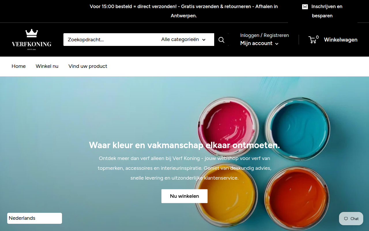 Screenshot van verfkoning.be