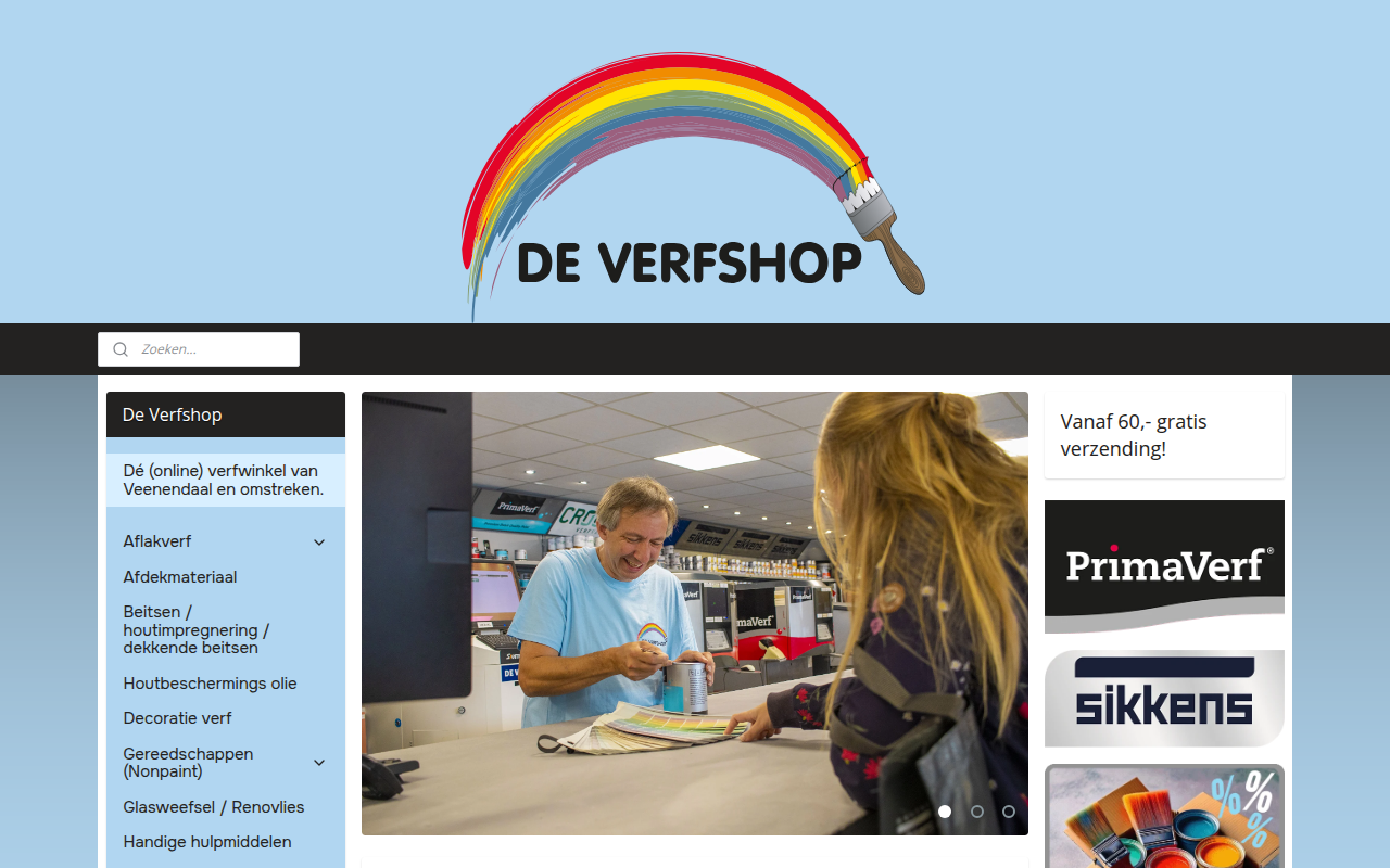 Screenshot van verfshop.nl