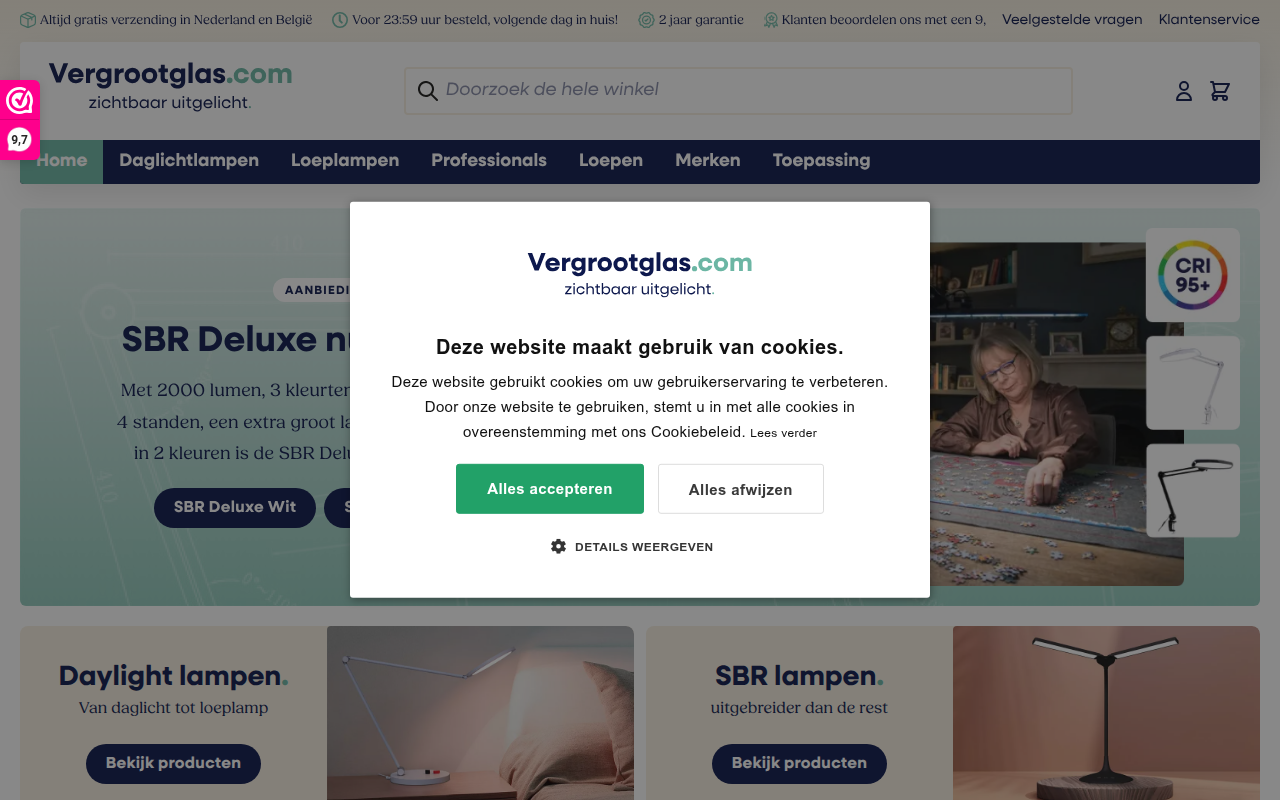 Screenshot van vergrootglas.com