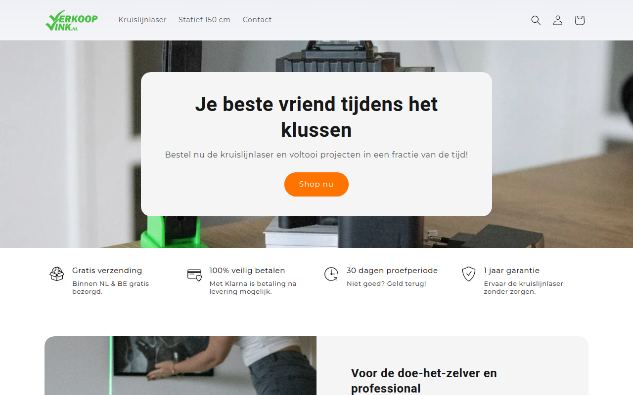 Screenshot van verkoopvink.nl
