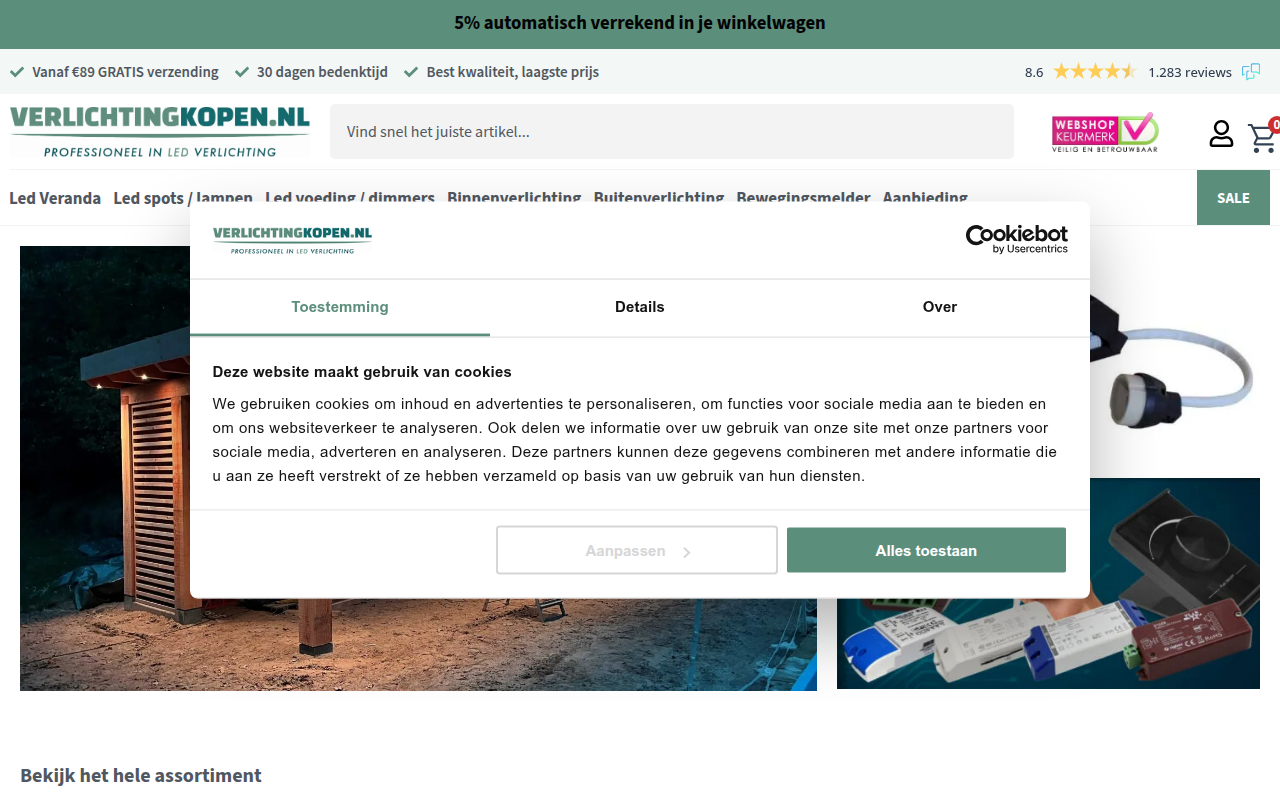 Screenshot van verlichtingkopen.nl