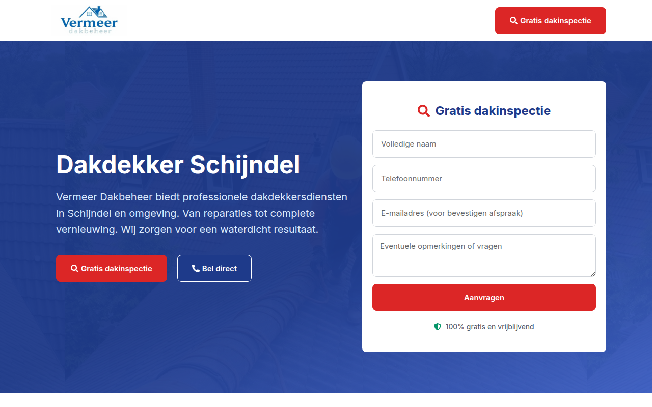 Screenshot van vermeerdakbeheer.nl