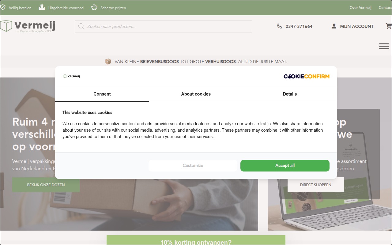 Screenshot van vermeij.com