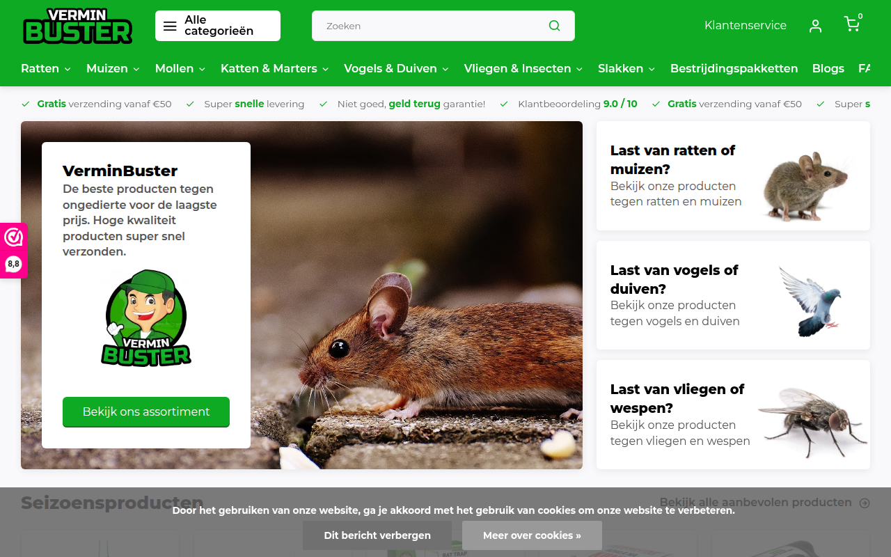 Screenshot van verminbuster.nl