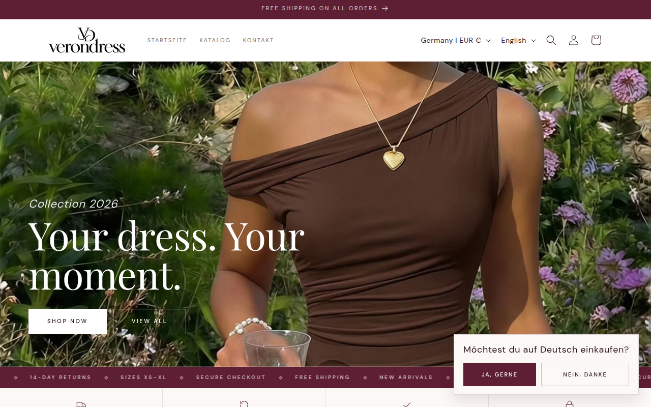 Screenshot van verondress.com