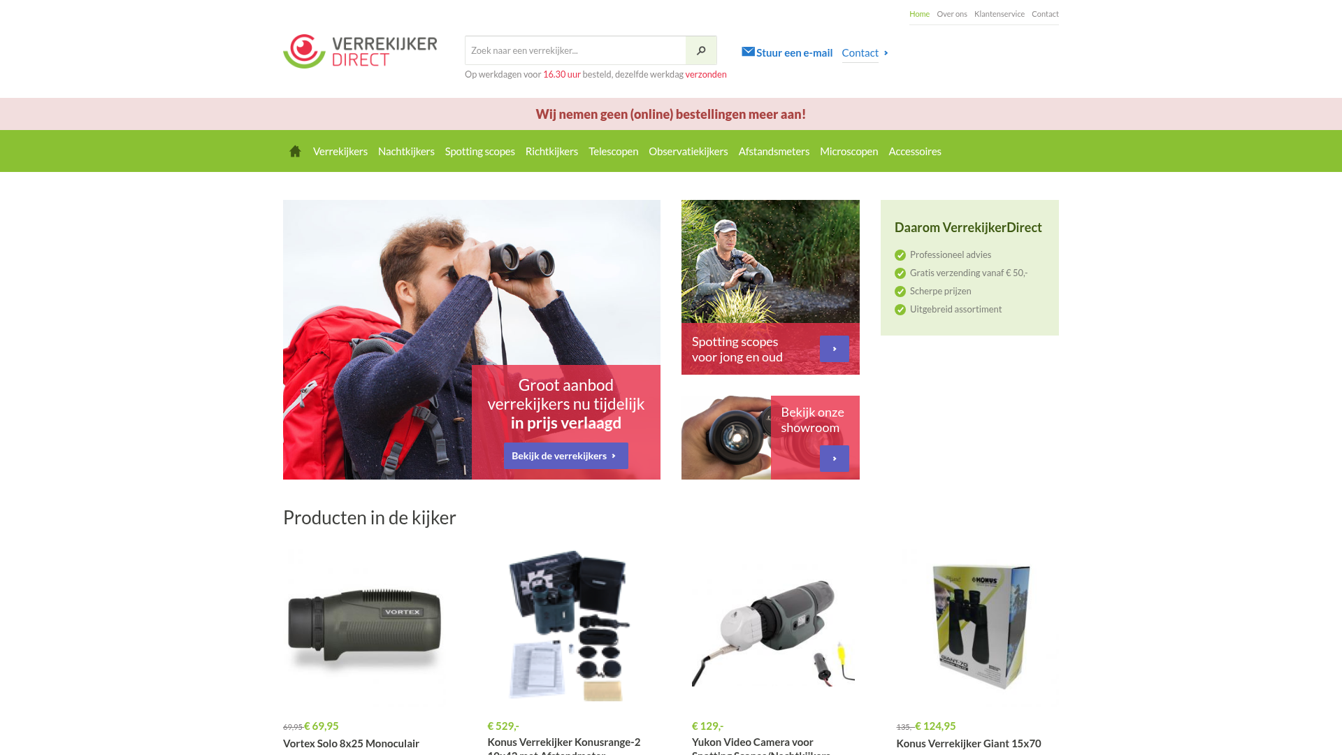 Screenshot van verrekijkerdirect.nl