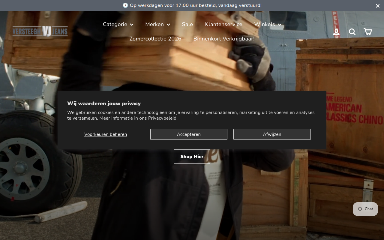 Screenshot van versteeghjeansonline.nl