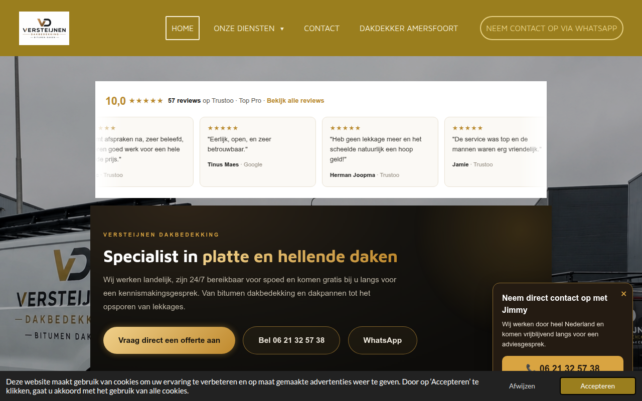 Screenshot van versteijnendakbedekking.nl
