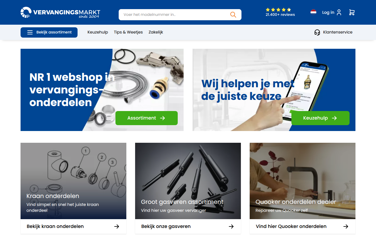 Screenshot van vervangingsmarkt.nl