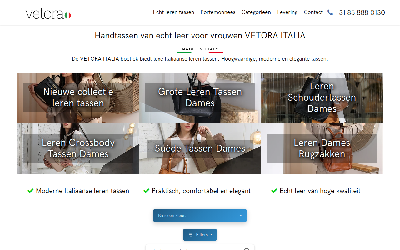 Screenshot van vetora-italia.nl