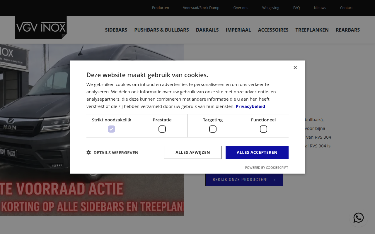 Screenshot van vgvinox.nl