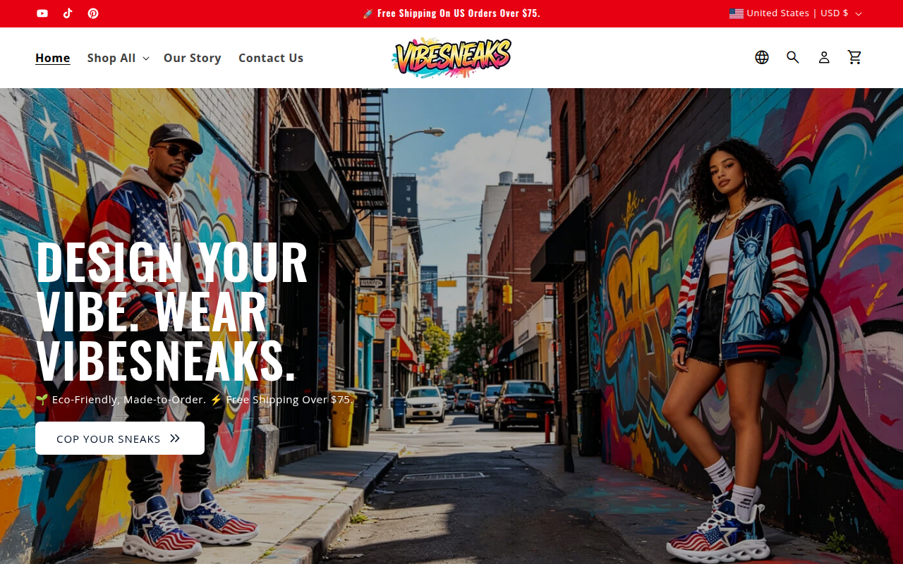 Screenshot van vibesneaks.com