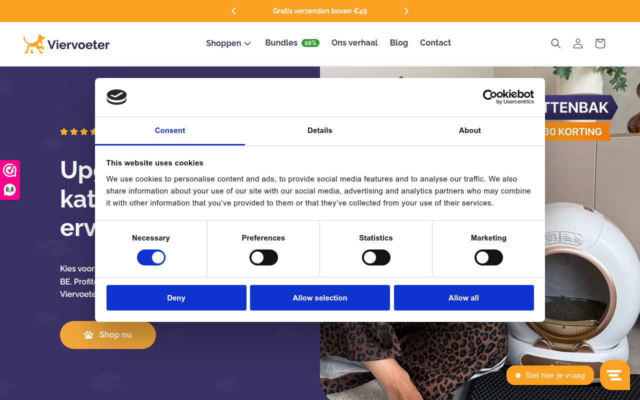 Screenshot van viervoeter-shop.nl
