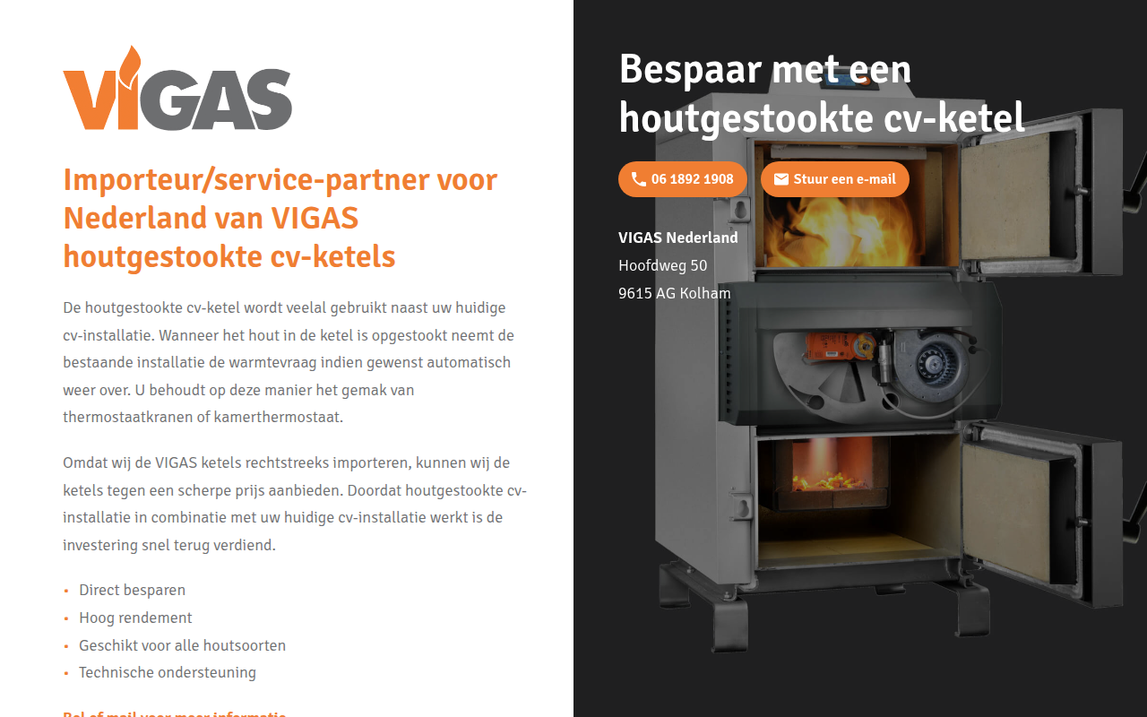Screenshot van vigasnederland.nl