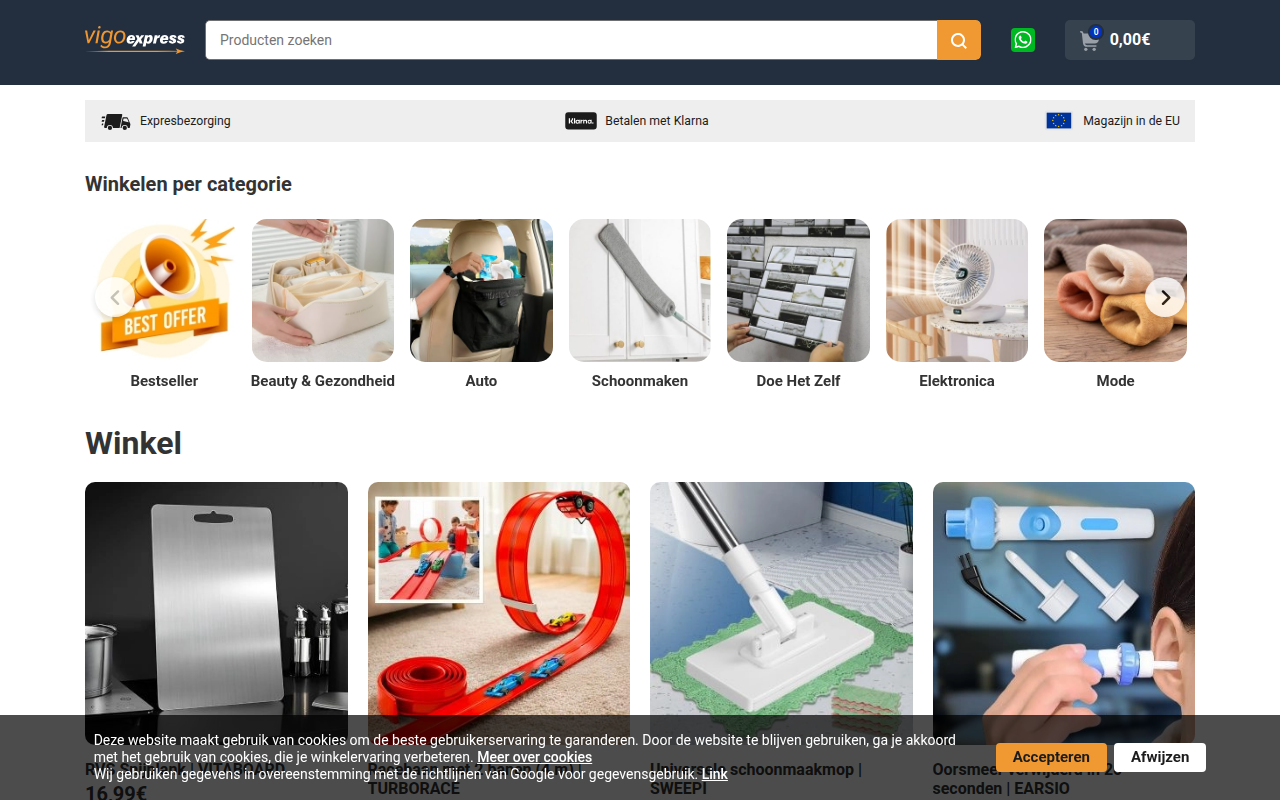 Screenshot van Vigoexpress.nl