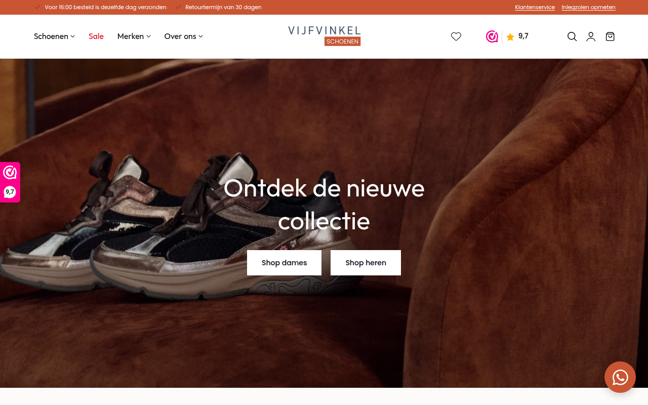 Screenshot van vijfvinkelschoenen.nl