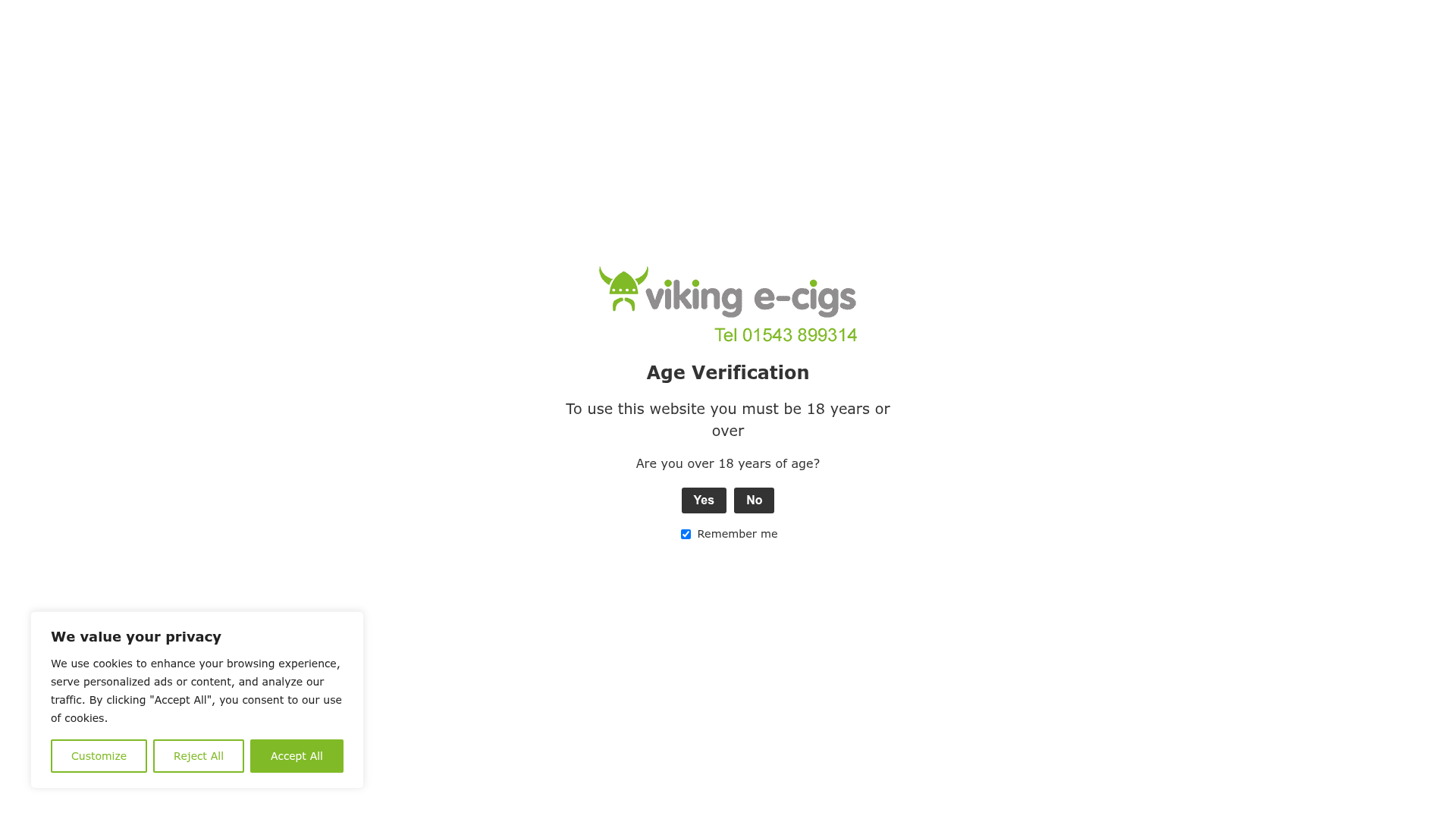 Screenshot van vikingecigs.co.uk