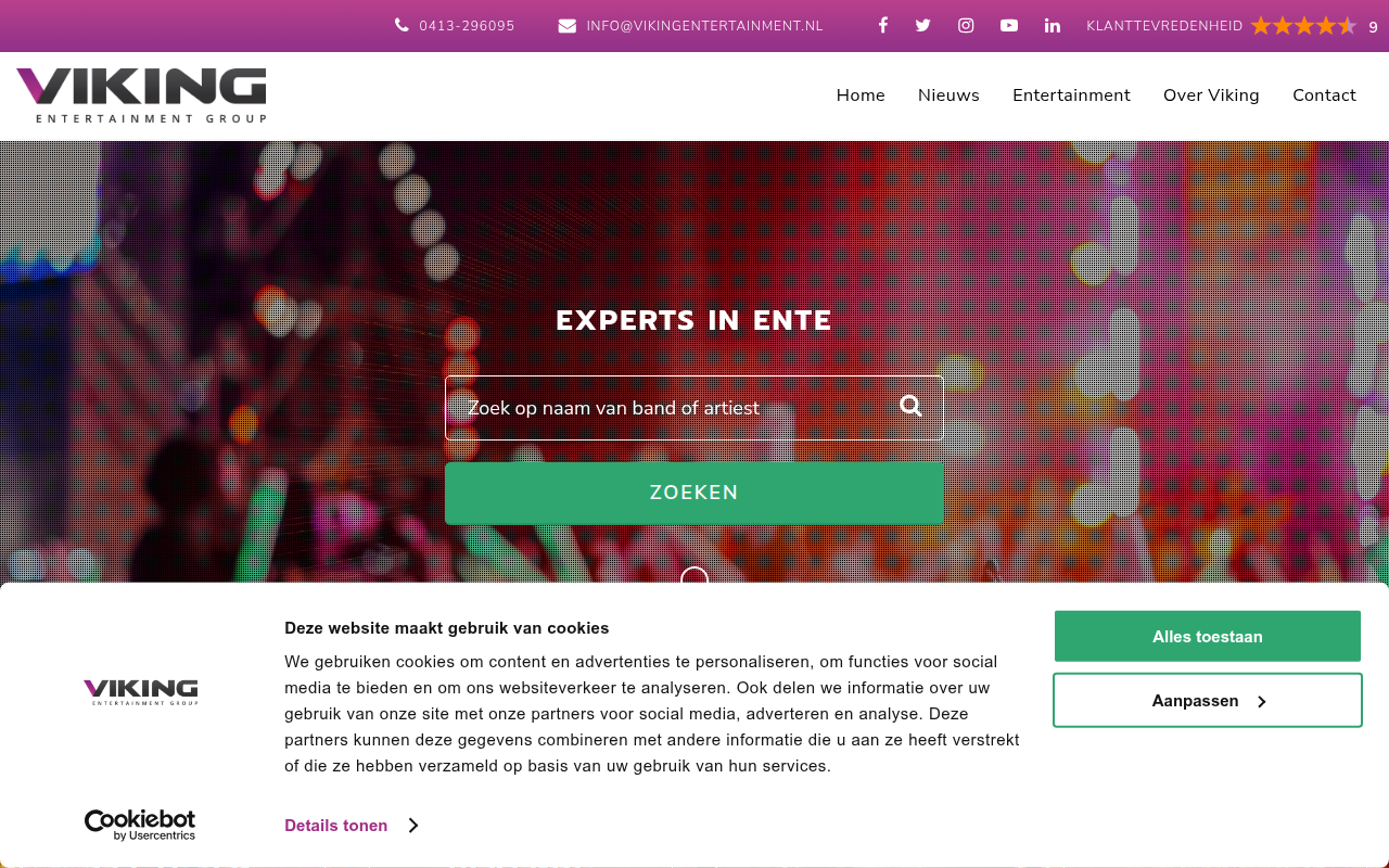 Screenshot van vikingentertainment.nl