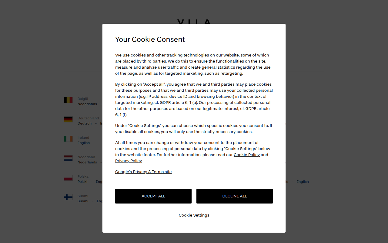 Screenshot van vila.com