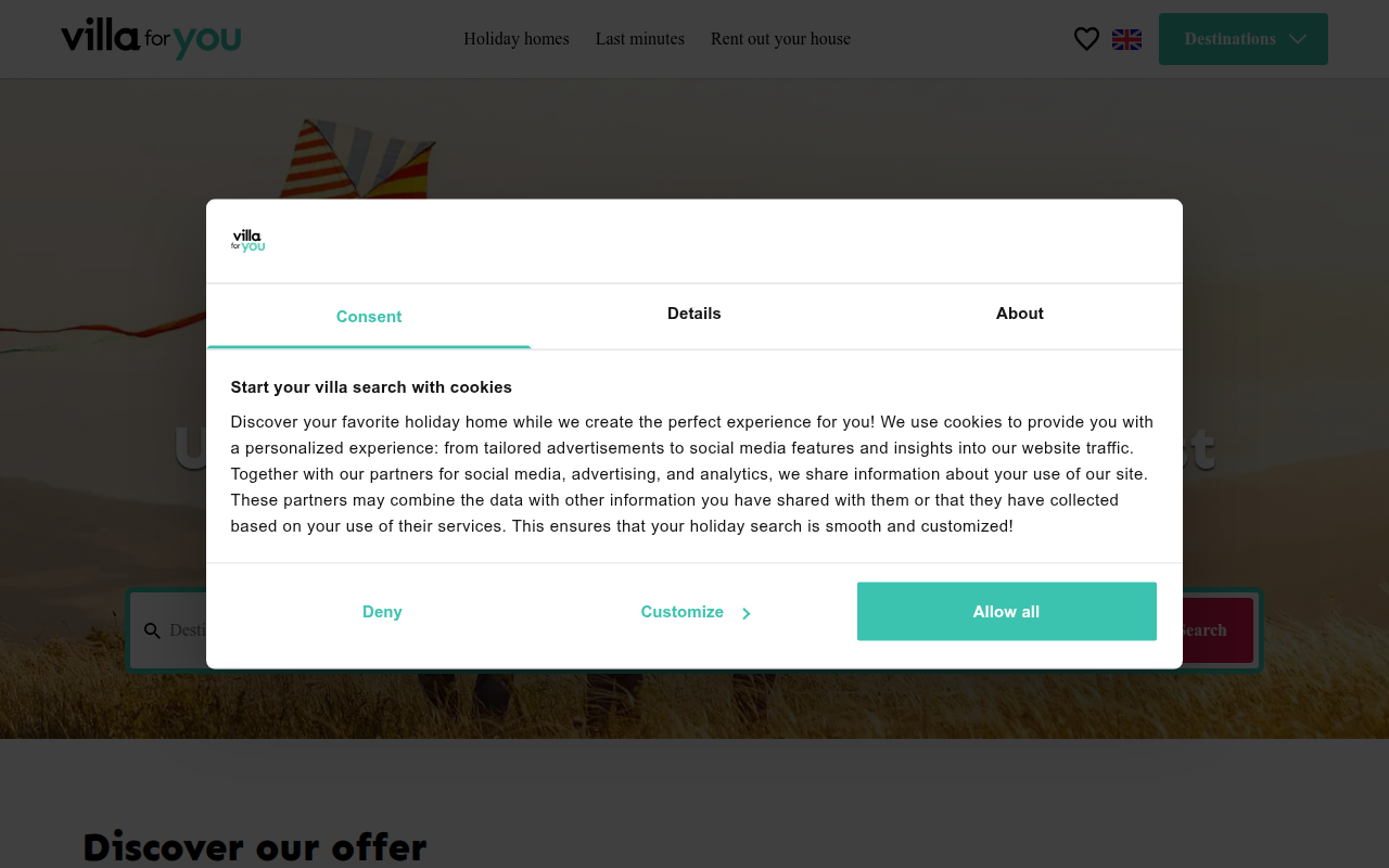 Screenshot van villaforyou.com