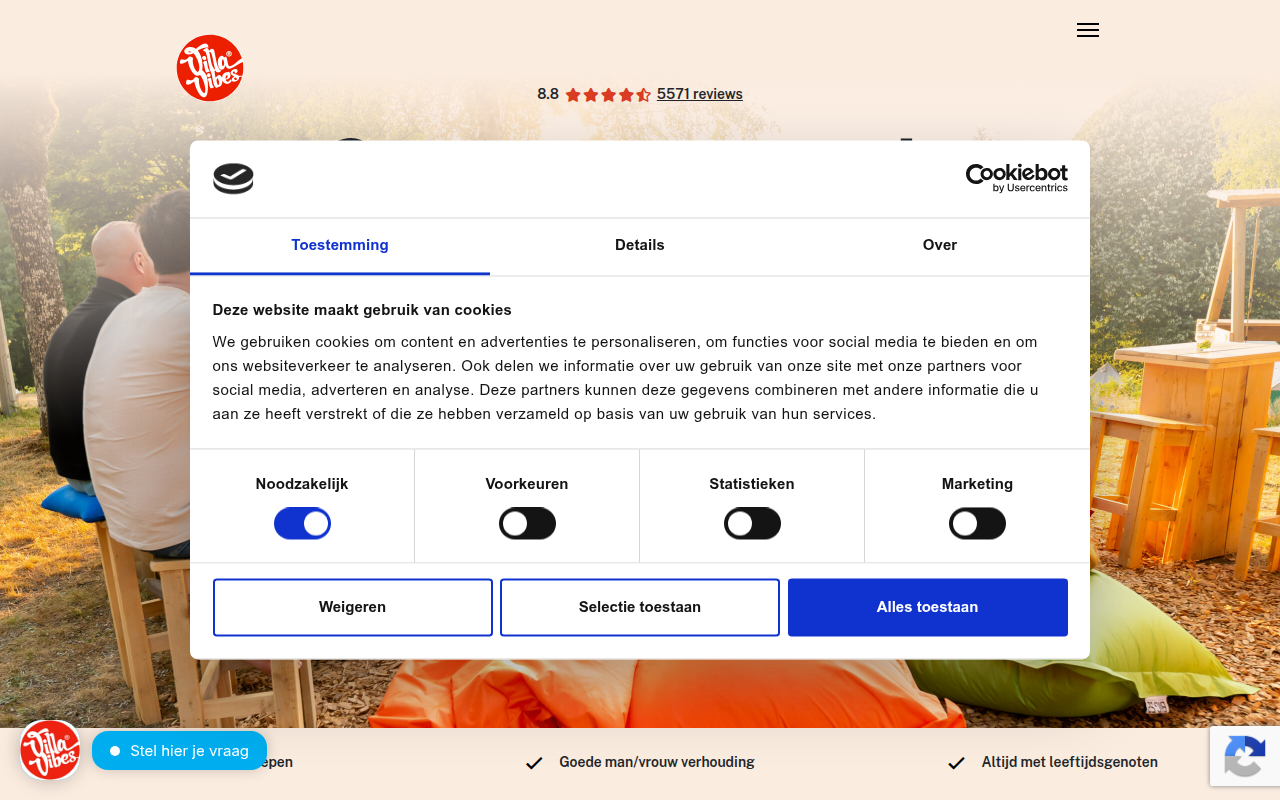Screenshot van villavibes.nl