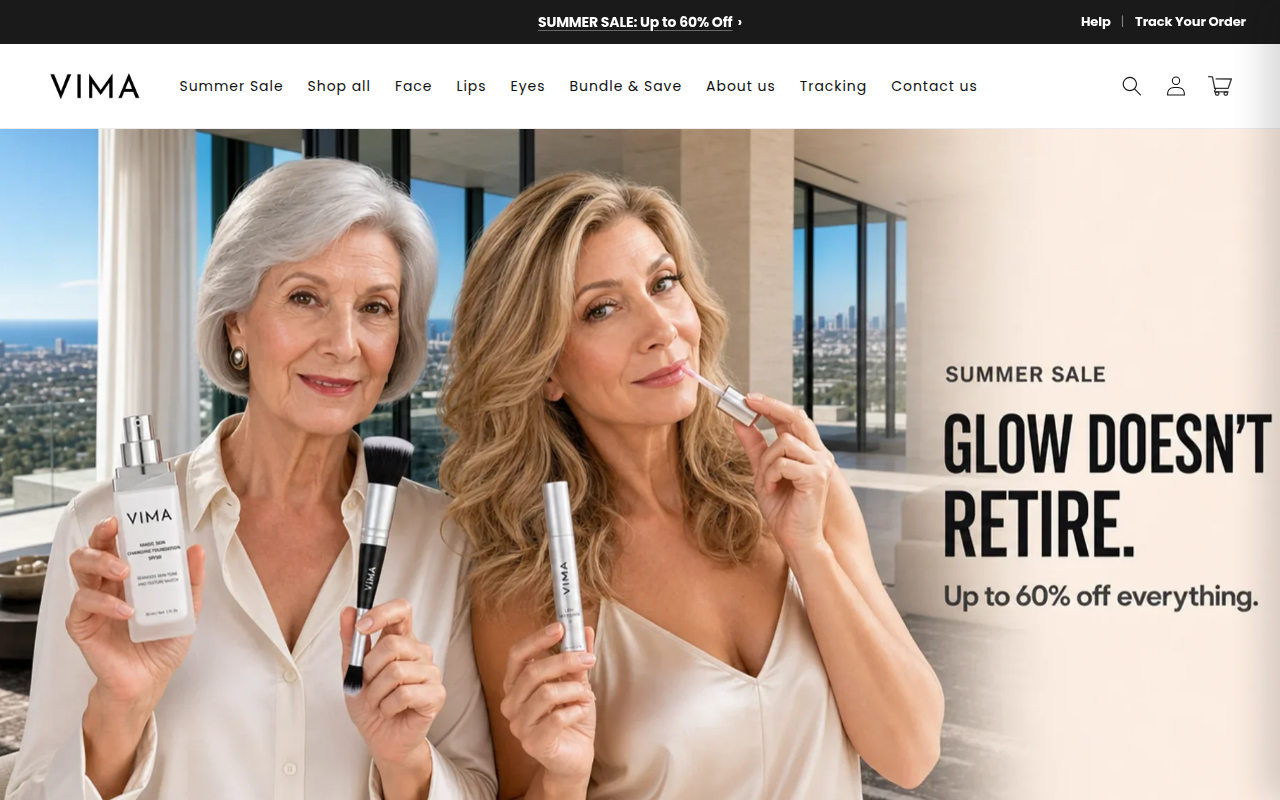 Screenshot van vimacosmetics.com
