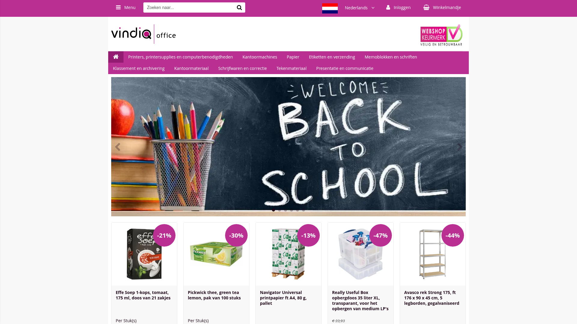 Screenshot van vindiqoffice.com
