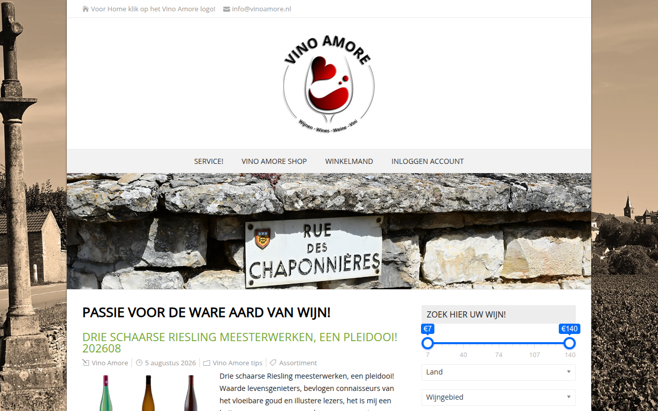 Screenshot van vinoamore.nl