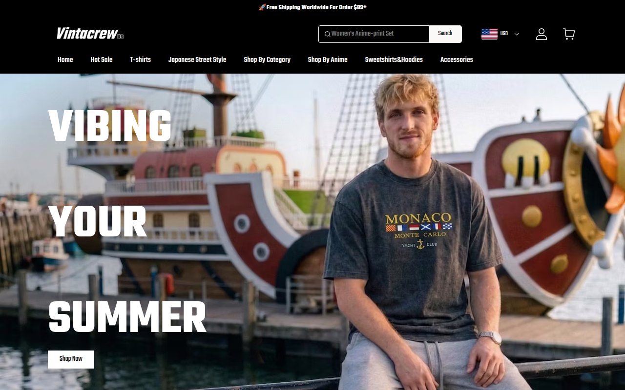 Screenshot van vintacrew.com