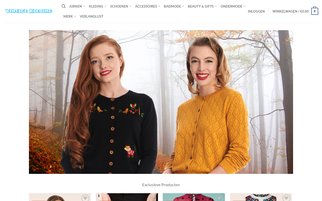 Screenshot van vintage-kledingshop.com