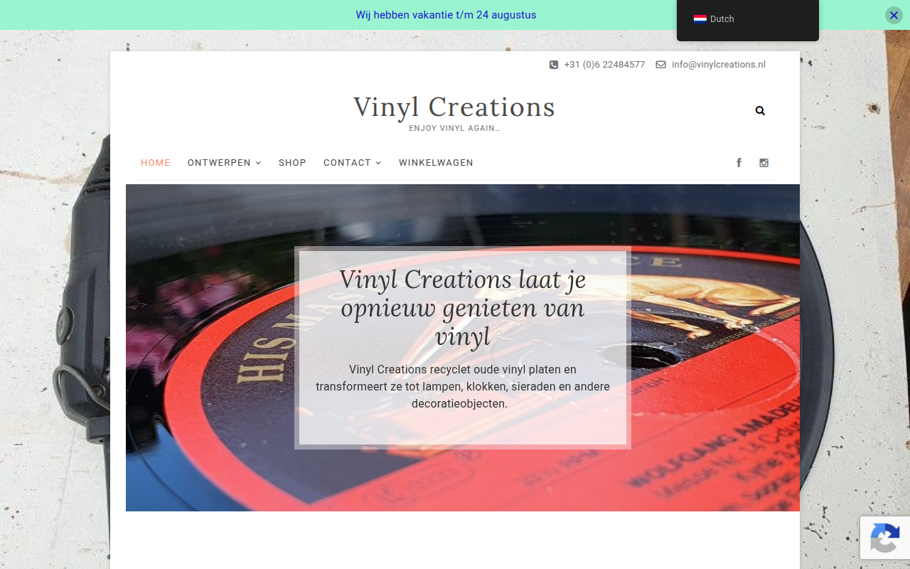 Screenshot van vinylcreations.nl