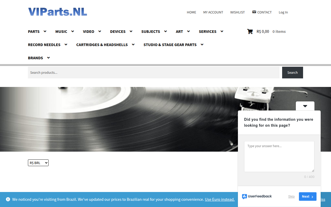 Screenshot van VIParts.NL