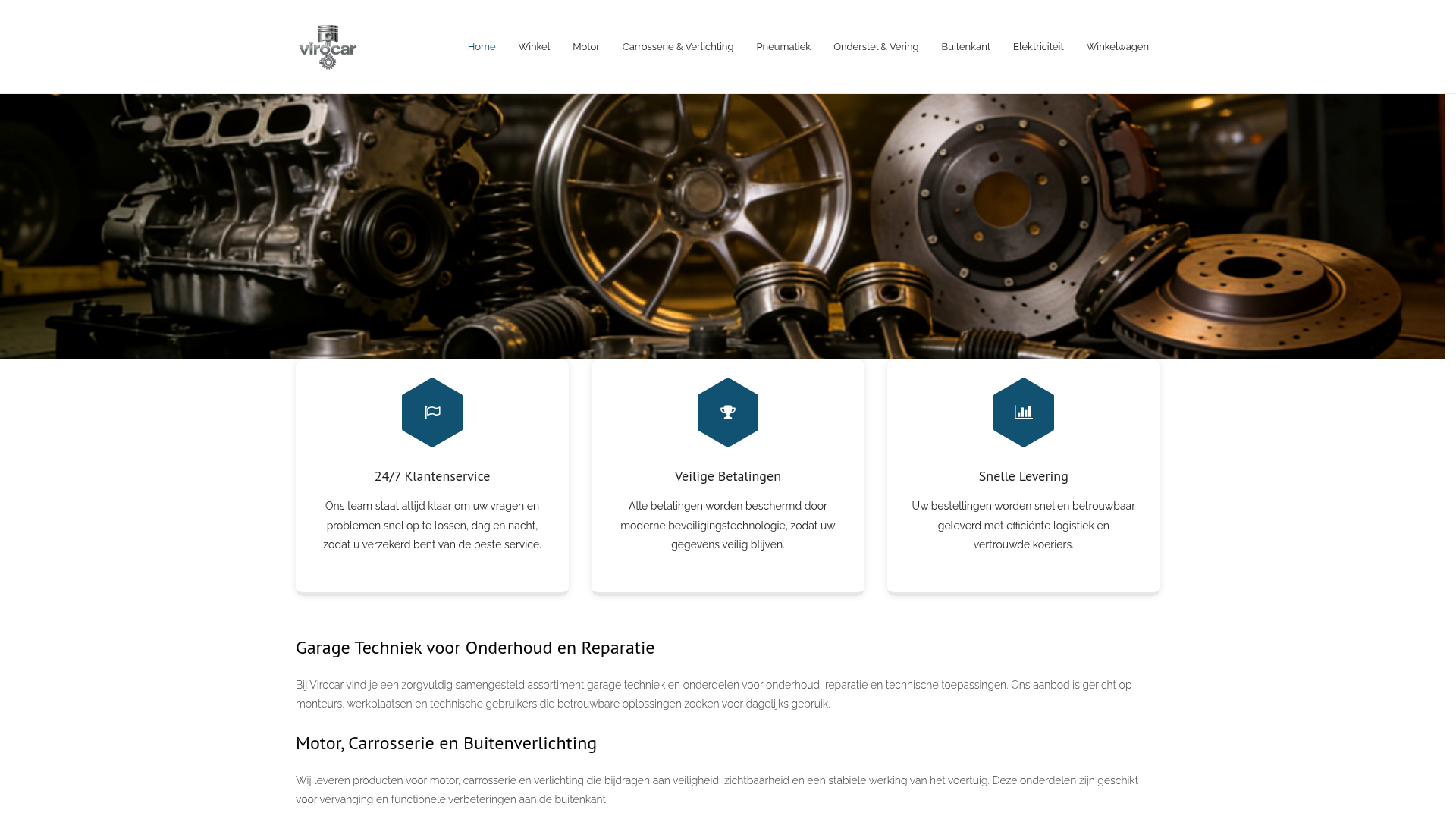 Screenshot van virocar.com