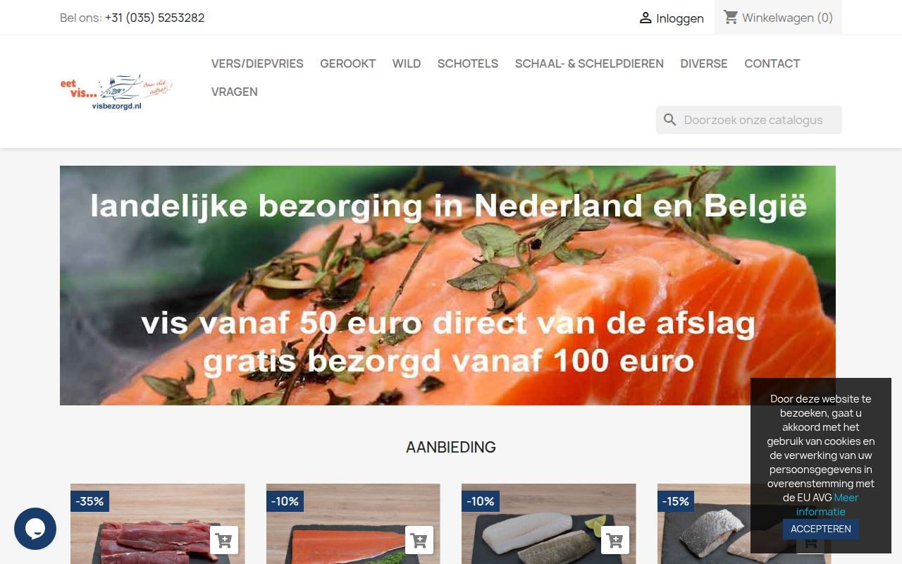 Screenshot van visbezorgd.nl