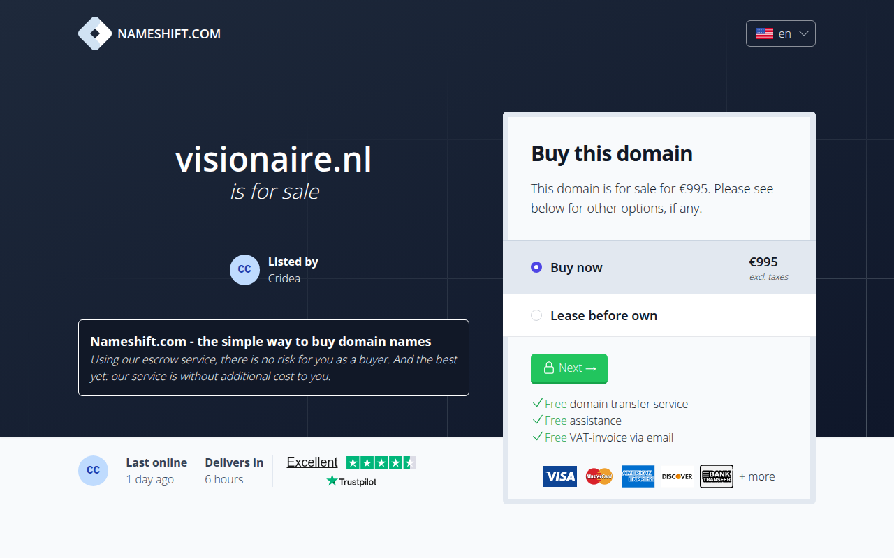 Screenshot van visionaire.nl