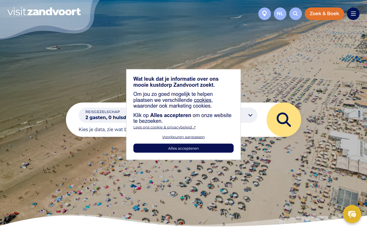 Screenshot van visitzandvoort.nl