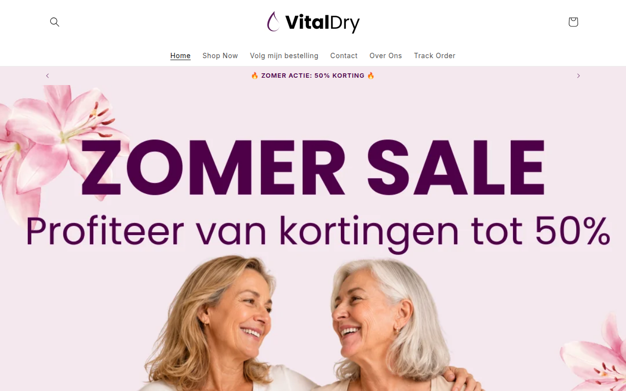 Screenshot van vitaldry.nl