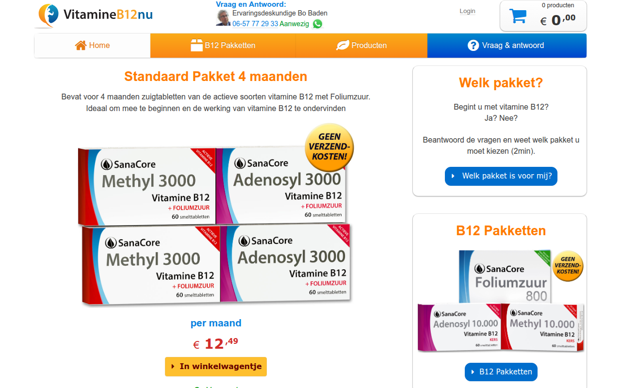 Screenshot van vitamineb12nu.nl