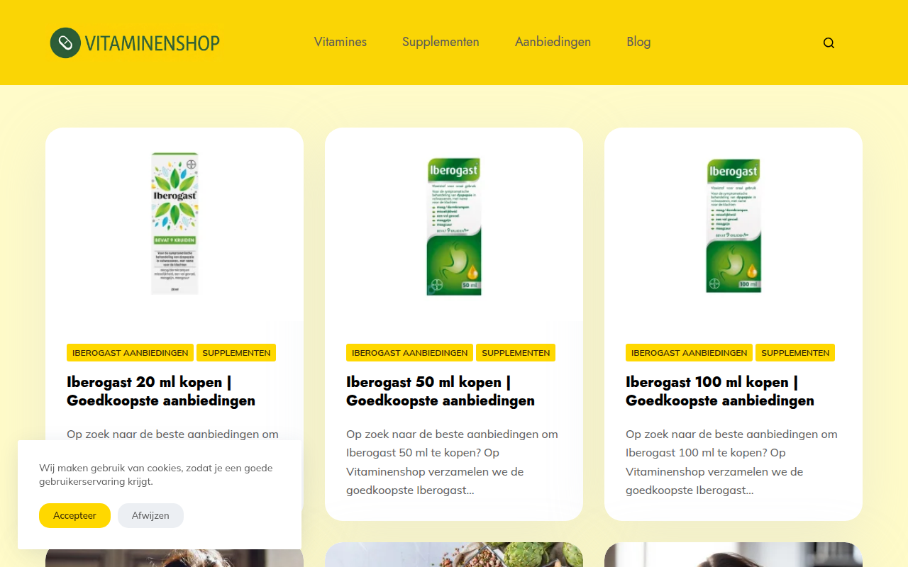 Screenshot van vitaminenshop.com