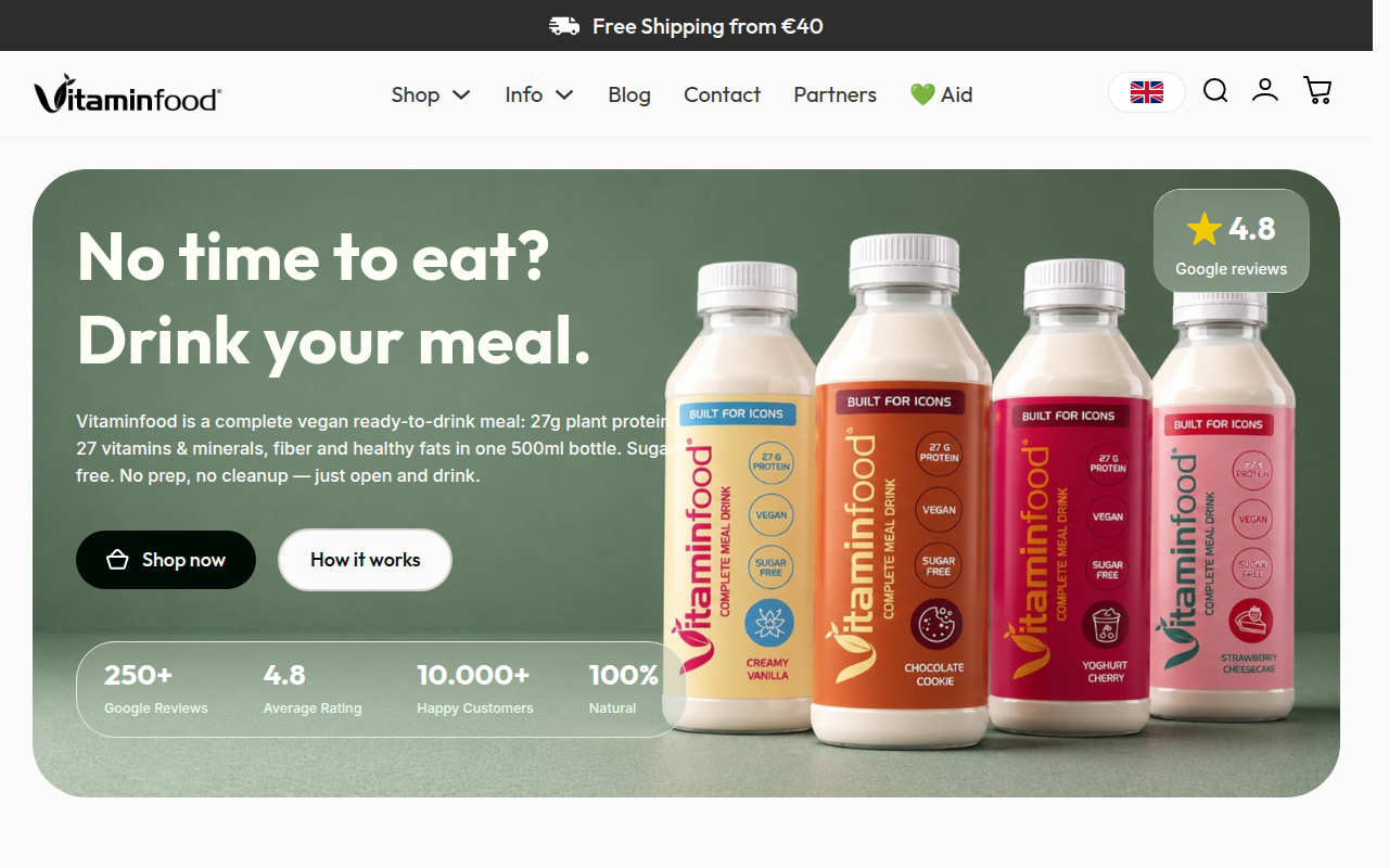 Screenshot van vitaminfood.com
