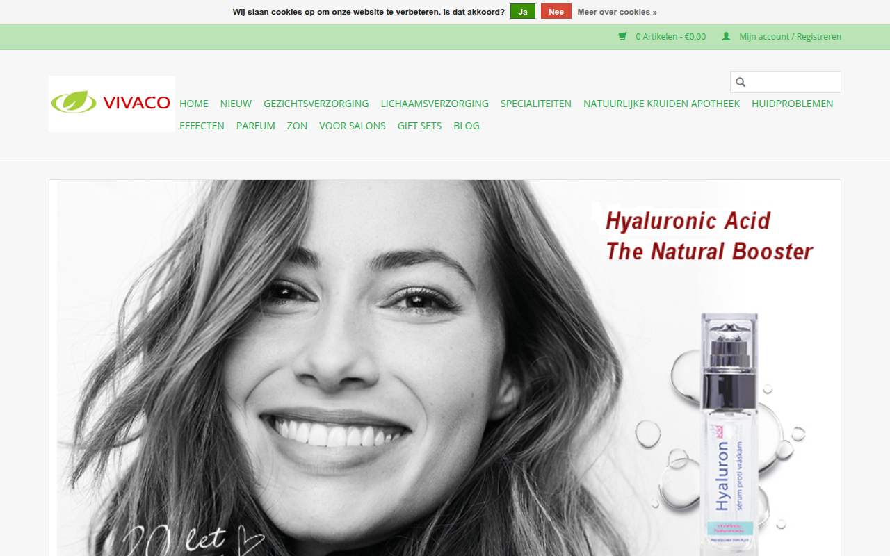 Screenshot van vivacocosmetics.com