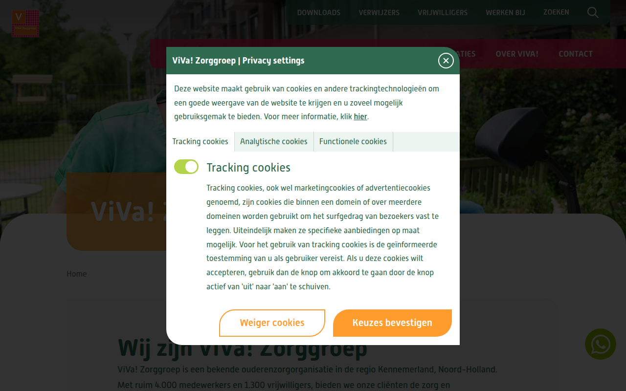 Screenshot van vivazorggroep.nl