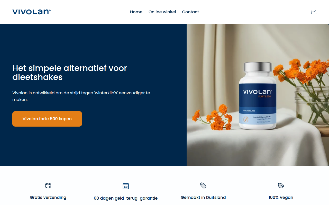 Screenshot van vivolan.nl