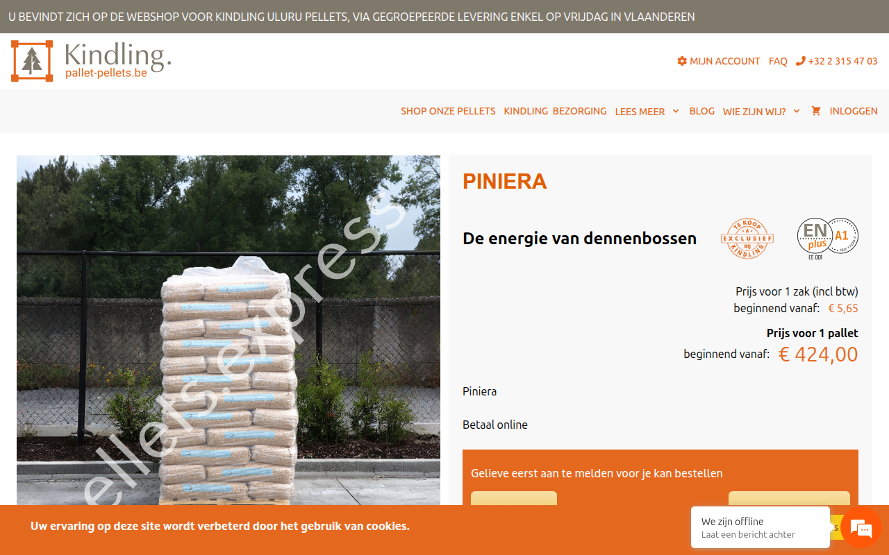Screenshot van vlaanderen.pallet-pellets.be