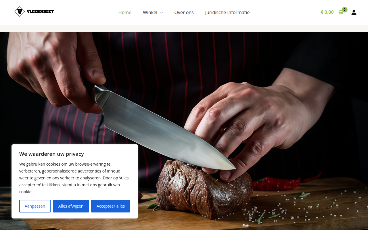 Screenshot van vleesdirect.com